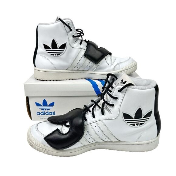 adidas Originals by Jeremy Scott JS LETTERS LEATHER Black White Size 10 - Picture 2 of 9